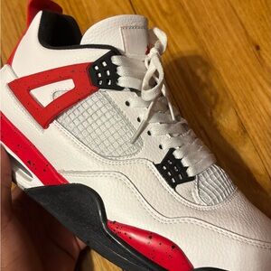 Jordan Air Jordan 4 Sneakers in White Red and Black